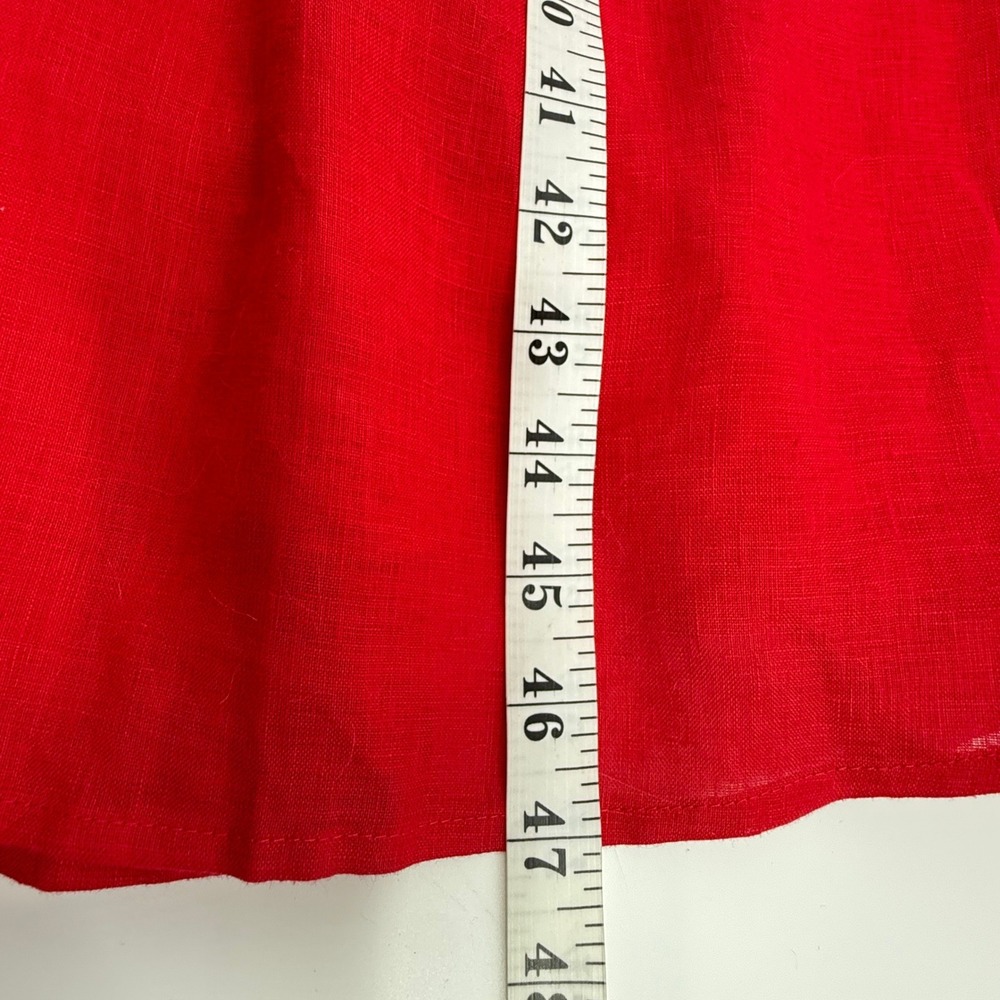 Charles Henry Midi Dress Womens Large Red Linen Tie Shoulder Button Front - Picture 8 of 11